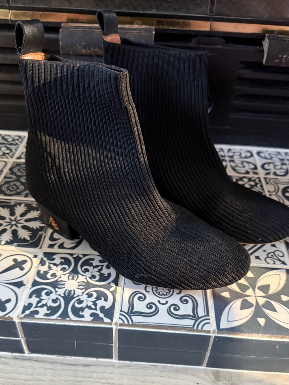 Kurt Geiger Black Rib Knit Kids Ankle Boots